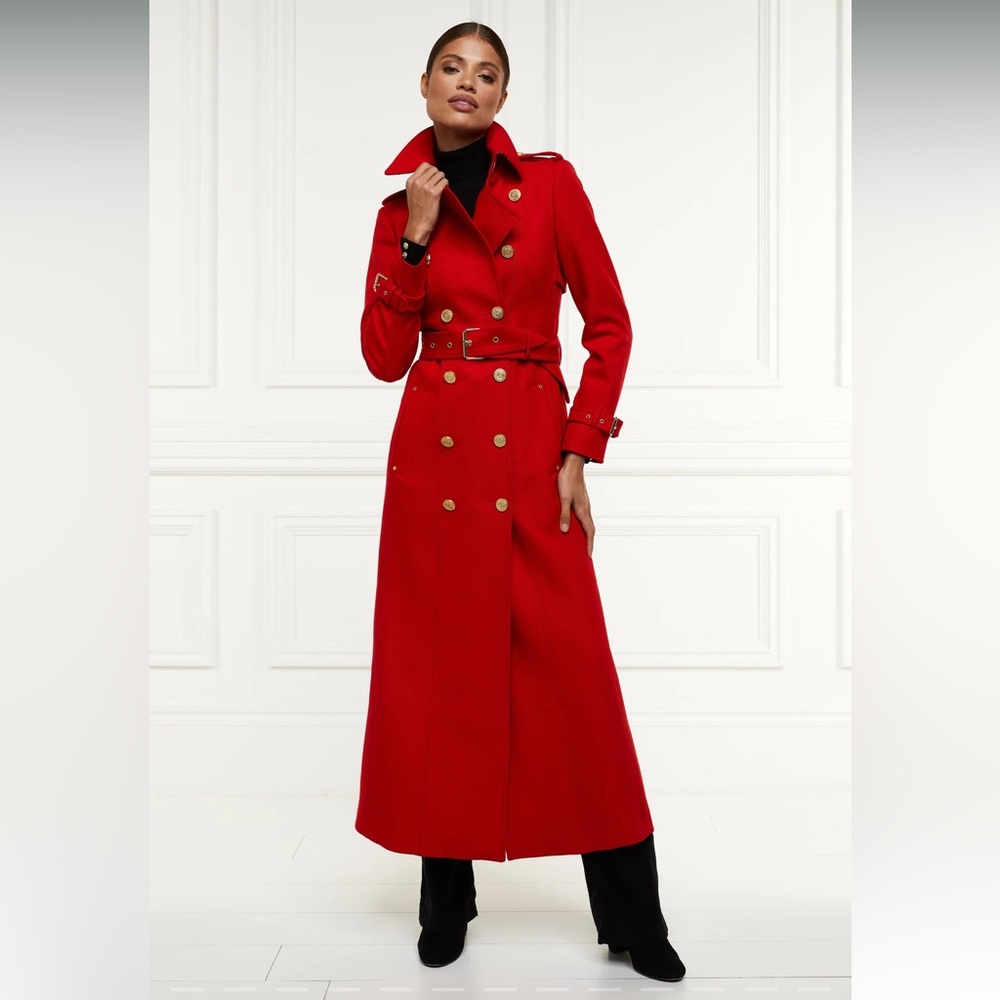 HOLLAND COOPER Full Length Marlborough Elegant Red Trench Coat for Women Red UK6